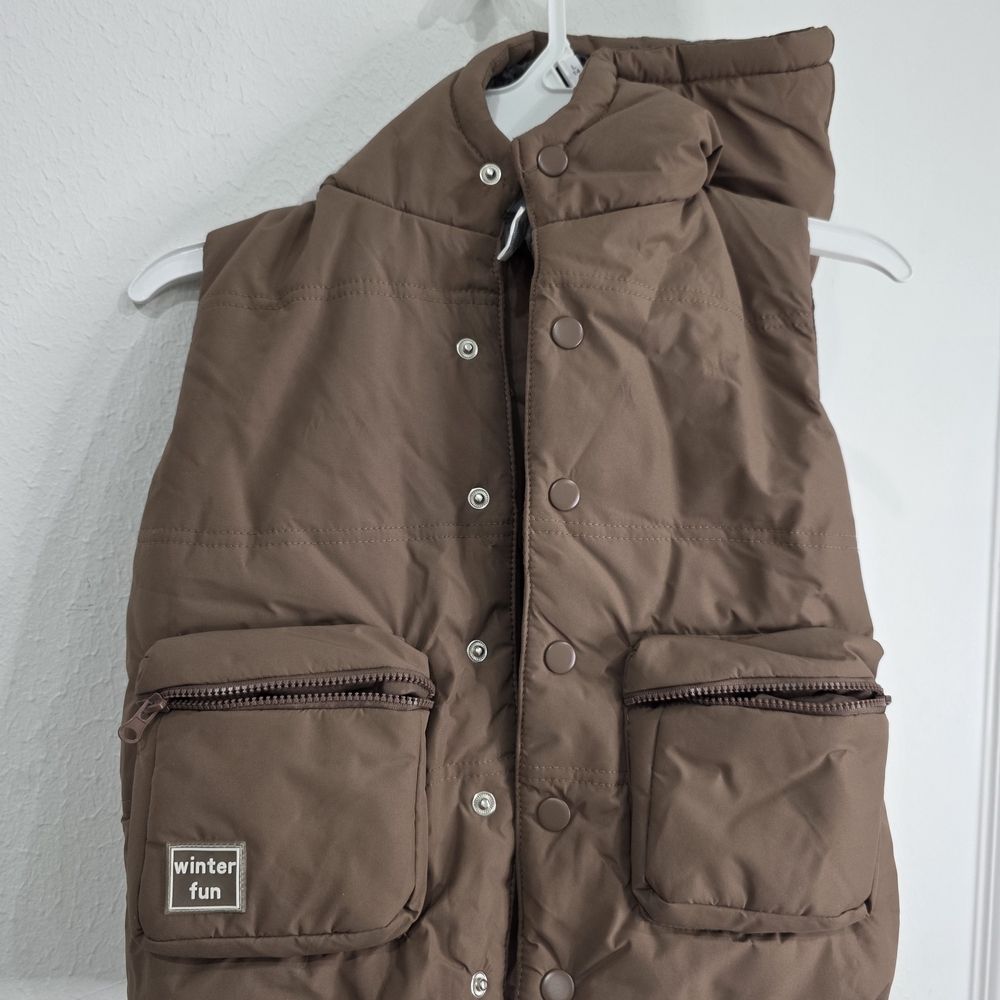 Little Dads Boys Brown Puffer Vest